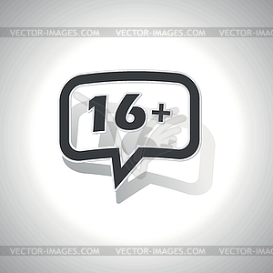 Curved 16 plus message icon - vector clipart