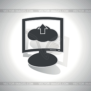 Curved cloud upload monitor icon - royalty-free vector image