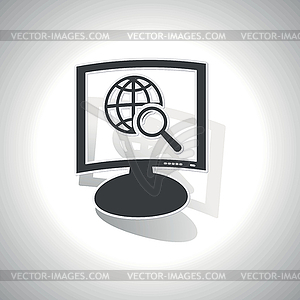 Curved global search monitor icon - vector image