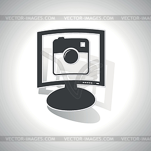 Curved square camera monitor icon - vector image