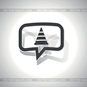 Curved traffic cone message icon - vector image