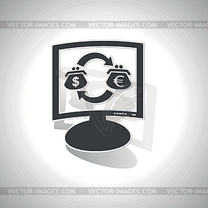 Curved dollar-euro trade monitor icon - vector image