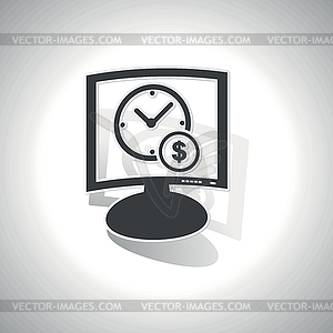 Curved time money monitor icon - vector image