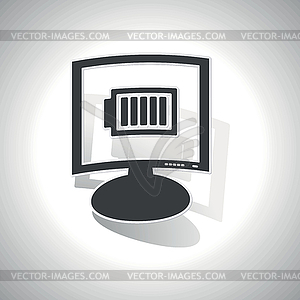 Curved charged battery monitor icon - vector image