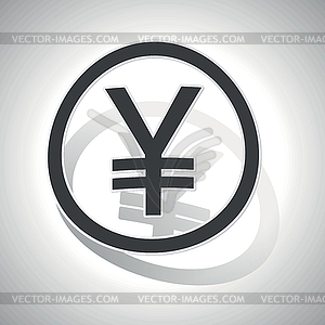 Yen sign sticker, curved - vector clipart