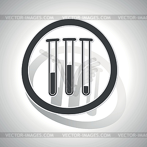 Test-tubes sign sticker, curved - vector image