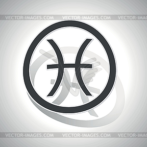 Pisces sign sticker, curved - vector image