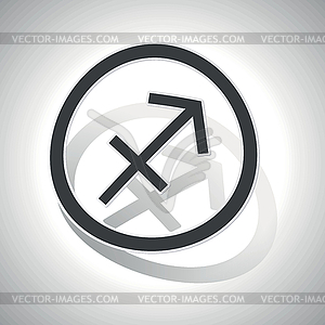 Sagittarius sign sticker, curved - vector clipart