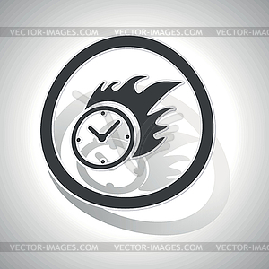 Burning clock sign sticker, curved - vector clipart