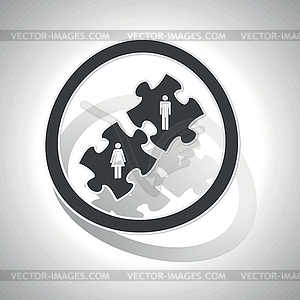 People puzzle sign sticker, curved - vector clipart