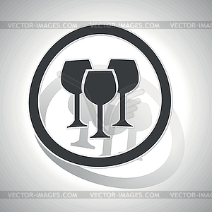 Wine glass sign sticker, curved - vector image