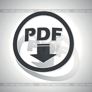 PDF download sign sticker, curved - vector clipart