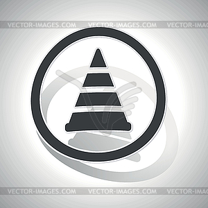 Traffic cone sign sticker, curved - vector clipart