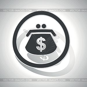 Dollar purse sign sticker, curved - vector image