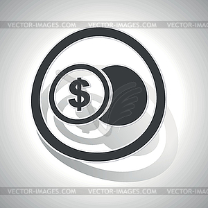 Dollar coin sign sticker, curved - vector clipart