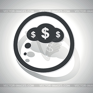 Dollar thought sign sticker, curved - vector clipart / vector image