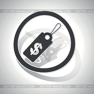 Dollar price sign sticker, curved - vector image