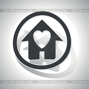 Love house sign sticker, curved - white & black vector clipart