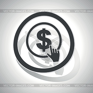 Dollar click sign sticker, curved - white & black vector clipart