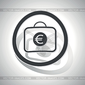 Euro bag sign sticker, curved - vector image