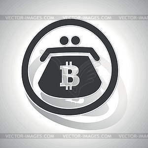 Bitcoin purse sign sticker, curved - vector clip art