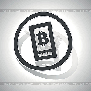 Bitcoin screen sign sticker, curved - vector image