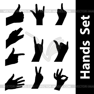 Hands silhouette set - vector image