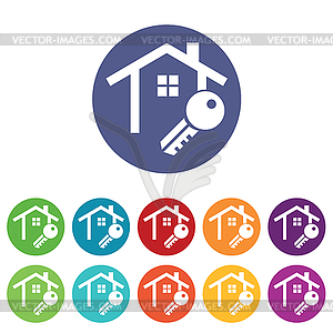 House key icons colored set - color vector clipart