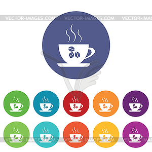 Coffee cup icons colored set - vector image