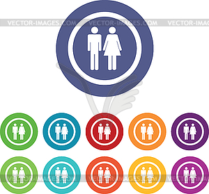 Man woman signs colored set - vector image