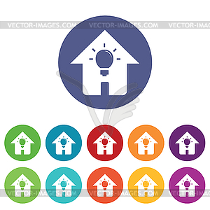 House light icons colored set - vector clipart