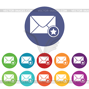 Favorite letter icons colored set - vector image