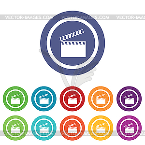 Clapperboard signs colored set - vector clip art