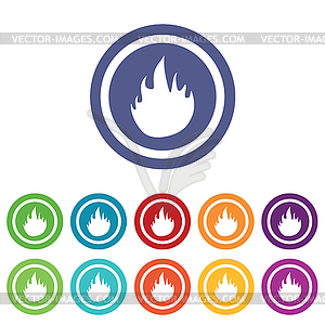 Fire signs colored set - stock vector clipart