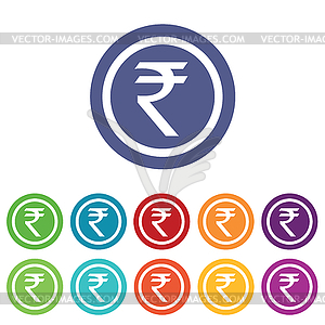 Indian rupee signs colored set - vector image