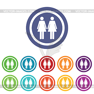 Two women signs colored set - royalty-free vector image