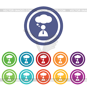 Thinking person signs colored set - vector image