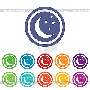 Night signs colored set - vector image