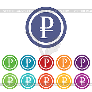 Rouble signs colored set - vector clip art