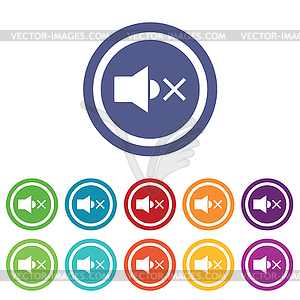 Muted sound signs colored set - vector image