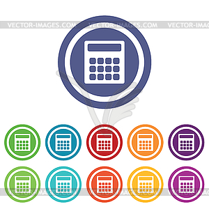 Calculator signs colored set - vector clipart