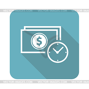 Dollar time icon, square - vector clipart