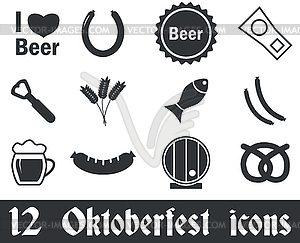 12 Oktoberfest icons set - vector image