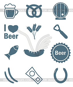 Octoberfest icons, blue - vector clipart