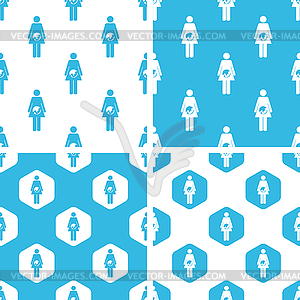 Pregnant woman patterns set - vector clipart