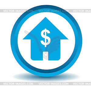 Dollar house icon, blue, 3D - vector clipart