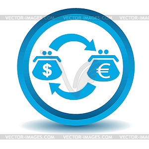 Dollar-euro trade icon, blue, 3D - vector clip art
