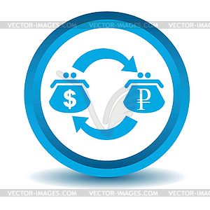 Dollar-rouble trade icon, blue, 3D - vector clip art