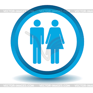 Man woman icon, blue, 3D - vector clip art