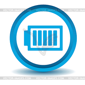 Charged battery icon, blue, 3D - vector image